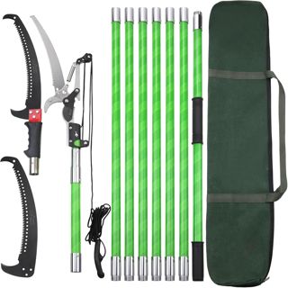 Scie d'élagage avec perche télescopique - Scie d'élagage télescopique 9 m - Scie à main - Mécanisme de poulie - Kit d'outils de jardin avec sac de transport pour palmiers