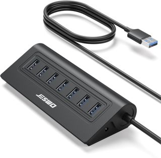 7 Port Aluminium Hub USB 3.0 avec Câble 100cm pour PC Bureau. Multiport USB 3.0 Hub avec 5Gbps, 5V 4A DC pour Laptop, MacBook, Souris, Claviers, Disques durs etc