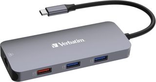 Verbatim Hub 9-en-1, Adaptateur multiports USB-C vers HDMI, RJ45, USB-A et USB-C, avec Lecteur de Cartes SD Inclus, Compatible avec Tous Les Types d'ordinateurs Portables et PC dotés d’Un Port USB-C