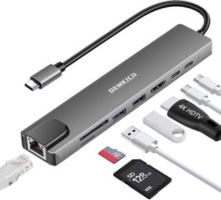 Hub USB C 8-en-1 avec HDMI 4K Ethernet Lecteur SD/TF