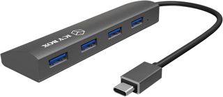 ICY BOX IB-AC6405-C hub USB 4 Voies avec cble USB Type-C & 4X Ports USB 3.0 (Type-A), cble intégré, Aluminium, Anthracite