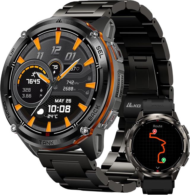 KOSPET TANK T4 Montre Connectée Homme, GPS Intégré et Cartes Hors Ligne