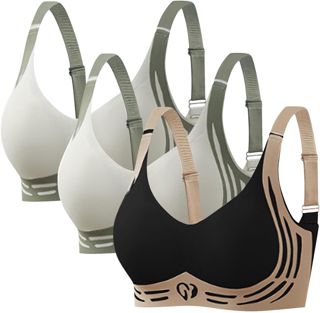 Lot De 3 Soutien Gorge Sans Armature,2025 Push Up Anti-Affaissement Soutiens Gorges Bretelles Réglables Grande Taille Soft Stretch Shock Brassière Mode Classique Casual Bra Soutien Gorge Avec Armature