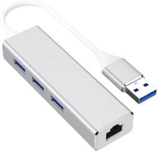 Adaptateur USB Ethernet avec Port RJ45 et 3 Ports USB-2.0, Hub Compact pour MacBook, Windows, macOS, Linux, Argent - Multiprise vers Ethernet, Compatible PC, Notebook, Tablette