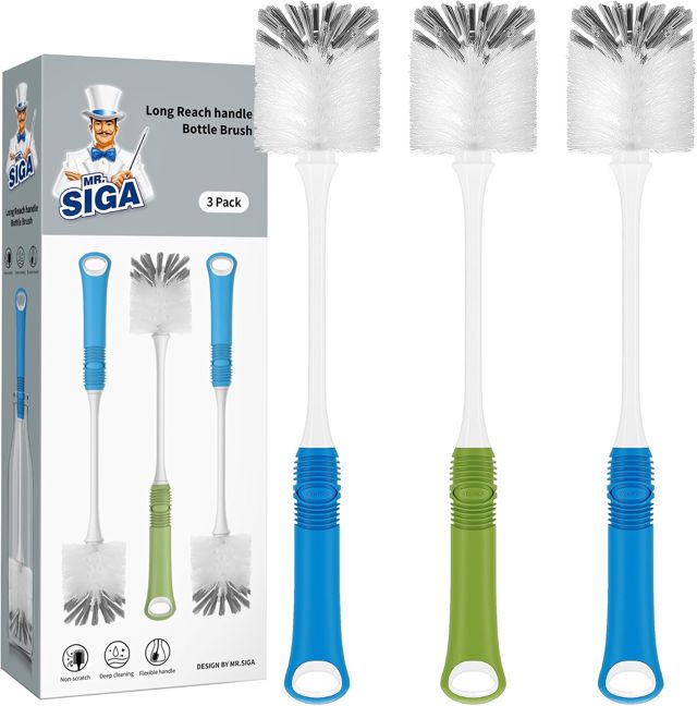 MR.SIGA Goupillon à Bouteille avec Long Manche, Brosse à Bouteille Thermos