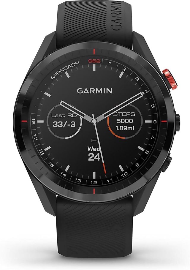 Garmin Approach S62, Montre GPS de golf haut de gamme, caddie virtuel intégré