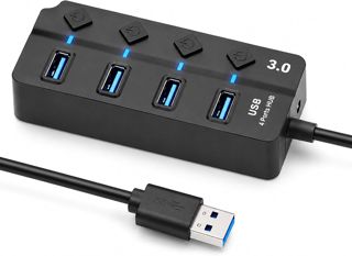 Hub USB avec bloc d'alimentation 4 ports répartiteur 3.0 pour PC