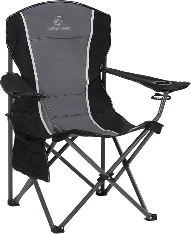 LET'S CAMP Chaise de Camping Pliable avec Porte-gobelets, Sacs de Rangement, Sac de Transport en Acier jusqu'à 160 kg, pour Le Camping, Les Voyages