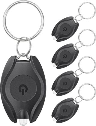 Pawfly Lot de 5 Mini Lampe Porte Clés LED 14 Lumen Portable Ultra Lumineux Batterie Alimentée Torche Porte Clé pour l'Extérieur Camping Fête Randonnée et Eclairage d'Urgence
