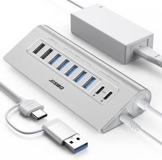 JESWO 65W Hub USB C Alimenté 9 Ports Aluminium Hub USB 3.2 10Gbps(USB A+C)
