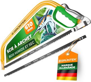 GRÜNTEK Scie à Buches. Scie Manuelle Élagueuse Bois Archet à Branches Coupe agressive MARLIN. Scies à main 610mm