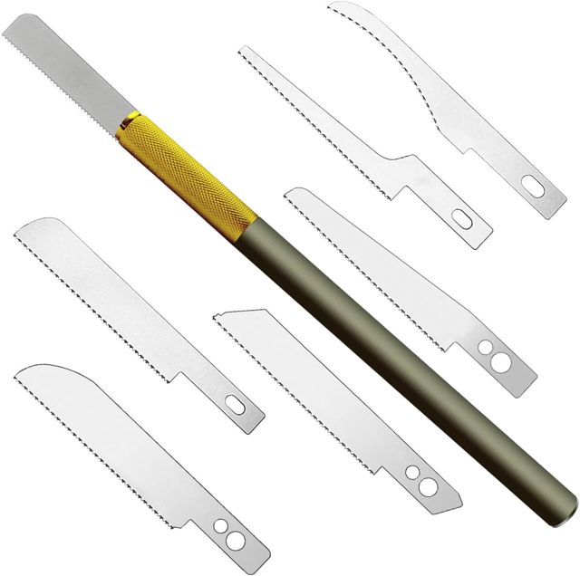 ABEST Mini scie à main artisanale avec 6 pièces Modèle de couteau Hobby DIY Kit d'outils de coupe à main