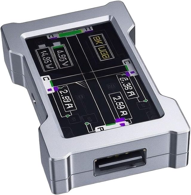 Hub USB alimenté par répartiteur 4 ports avec écran d'affichage LED, corps en aluminium, données rapides pour ordinateur de bureau (argent)