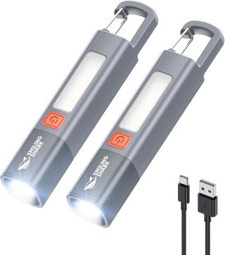 Smiling Shark Lampe Torche, G1 Lampe de Poche LED Ultra Puissante Rechargeable avec Feux Latérale COB & 3 Modes Zoomable Étanche Petite Lampe Poche pour Camping/Randonnée/Urgences, Noir
