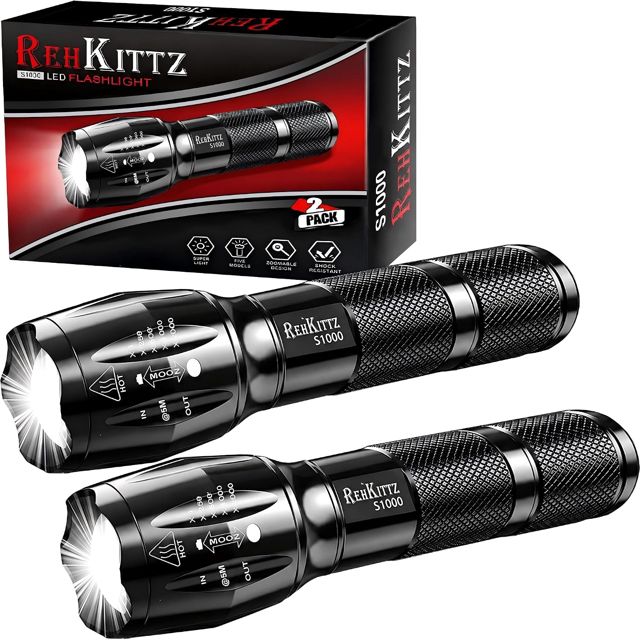 REHKITTZ Lampes Torches LED, [Lot de 2], 2000 Lumens, Ultra Puissantes