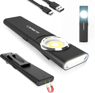 klarus Lampe de travail COB rechargeable USB C, mini lampe de poche plate EDC de 600 lumens avec base magnétique et clip à boucle,Convient pour l'entretien, le camping, la randonnée, les urgences