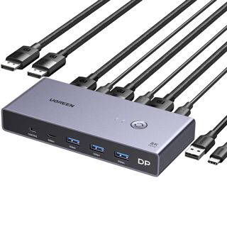 UGREEN Switch KVM Displayport 1.4 8K 60Hz 2 Entrées 1 Sortie Commutateur