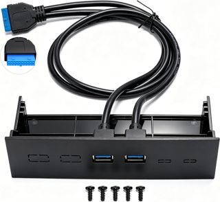 TXD167 Panneau Avant 5,25 Pouces Hub USB Double Port 5 Gbps USB3.0 Lecteur Optique Panneau Avant Boîtier d'ordinateur Carte d'extension pour Les passionnés de PC ABS Noir