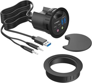 ineo Hub USB de Table avec 2 Ports USB-C et 2 Ports USB-A, Audio I/O, 60 mm
