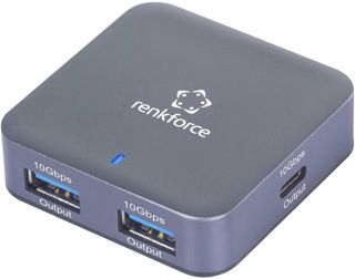 Renkforce RF-6416462 Hub USB 2+2 ports USB-A, USB-C® USB 3.2 Gen2 10 Gbit/s avec boîtier en aluminium, avec connecteur USB-C® en aluminium