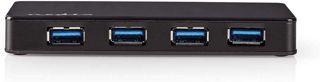 NEDIS - Hub USB - 4 Ports - Alimenté par USB 3.0 - Alimentation séparée - 5 Gbit/s - Alimentation Externe - 2 disques durs 5" - Type C - Noir UHUBU3420BK