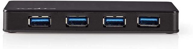 NEDIS - Hub USB - 4 Ports - Alimenté par USB 3.0 - Alimentation séparée - 5 Gbit/s - Alimentation Externe - 2 disques durs 5" - Type C - Noir UHUBU3420BK