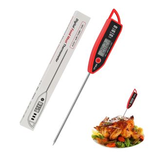 Thermomètre de Cuisine Étanche IPX7 Lecture Instantanée avec Sonde Longue en Acier Inoxydable, Thermomètre Numérique pour Alimentaire Viande Eau Liquide BBQ Bougie Lait Pâtisserie Conversion °C °F