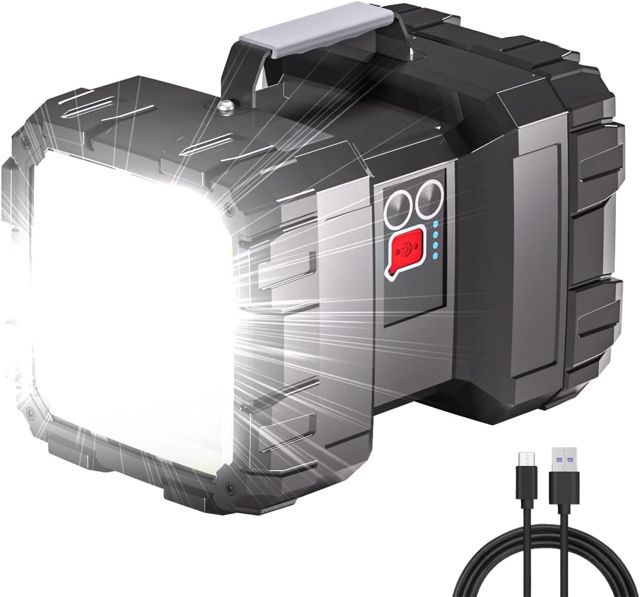 LETOUR Lampe Torche,Lampe Torche LED Ultra Puissante 7 Modes 10000 mAh Lampe de Poche LED Ultra Puissante Rechargeable Torche pour Camping Randonnée Urgences