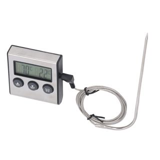 Thermomètre à Viande Numérique, électronique avec Sonde, Minuterie pour la Cuisson des Grillades de Cuisine, adapté au Four, au Gril, au Fumigateur ou à la Cuisinière, Câble de 1