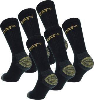 Caterpillar 6 Paires Chaussettes Travail Premium Homme - Double Renfort Pointe Talon - Coton