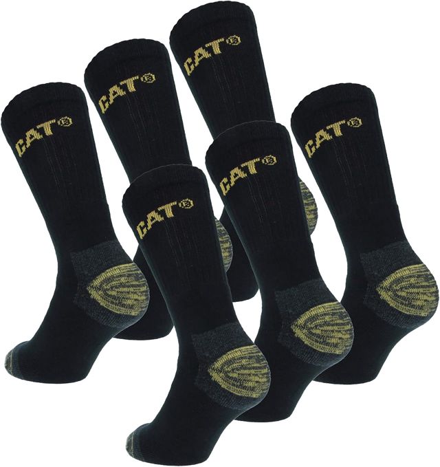 Caterpillar 6 Paires Chaussettes Travail Premium Homme - Double Renfort Pointe Talon - Coton