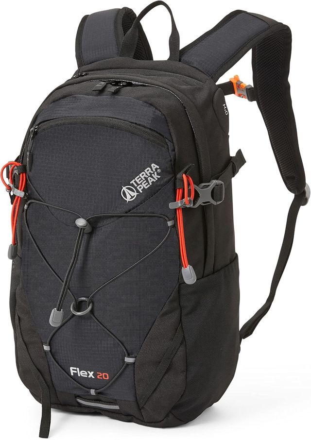 Terra Peak® Sac à dos de randonnée 20L (FLEX 20) petit noir pour femme et homme - Sac a dos de trekking, chasse et voyage (respirant, imperméable) - Sac alpinisme, escalade et de jour (ergonomique)