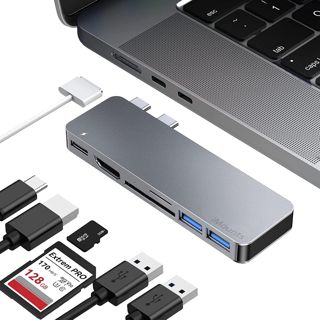 Hub USB-C Bleu Nuit - Adaptateur pour MacBook Air M2/M3/M4 avec HDMI, Thunderbolt 3, USB 3.0 & Lecteur de Carte SD - Minuit (Midnight Blue)