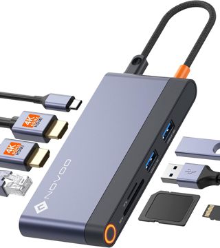 NOVOO Docking Station USB C Double HDMI, 8-en-1 Hub USB C vers Dual HDMI 4K, Ethernet RJ45, USB 3.2, PD 100W, SD/TF Multiport Dock pour Macbook Pro/Air, Surface, HP, Dell, Lenovo
