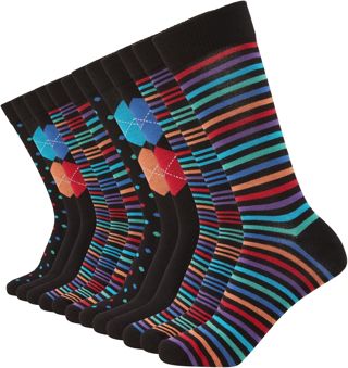 FM London (lot de 12 chaussettes en bambou pour hommes - Chaussettes unies et à motifs pour hommes conçues pour être douces et résister aux odeurs - Chaussettes multicolores et noires