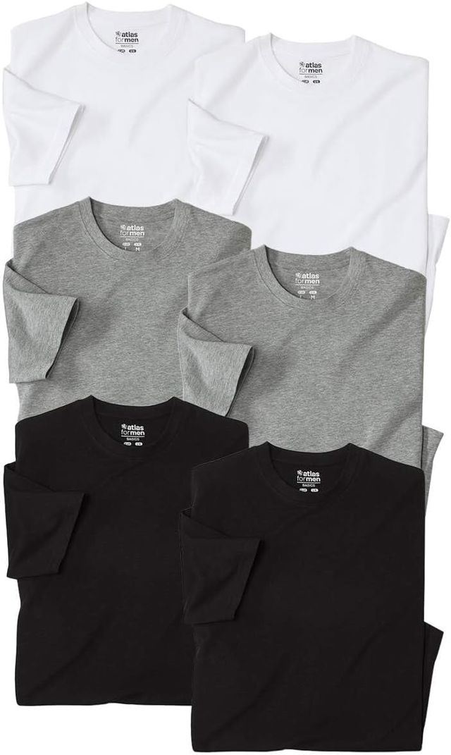 ATLAS FOR MEN - Lot de 6 Tee-Shirt Homme ManchesCourtes - Disponible en Grandes Tailles du M au 5XL