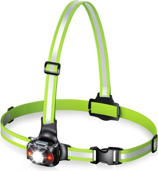 ISEYOU Lampe Running, 500 Lumens Lampe Course a Pied Rechargeable par USB, Réglable à 45°& Étanche IPX4, 6 Modes Lampes Pectorale Running, 360° Gilet Reflechissant pour Cyclisme Sports Extérieur