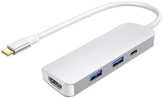 Urban Factory HUBEE Hub USB-C 4 en 1 – HDMI 4K 30Hz, 2 USB-A 3.0, USB-C Power Delivery 100W, Adaptateur Multiport Compact pour PC Mac