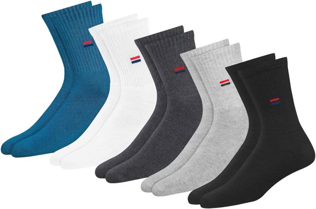 NAVYSPORT Chaussettes Sport Hautes Homme Femme - Lot de 5 Paires Socquettes Classiques Unisex Crew Coton Coussin Confort
