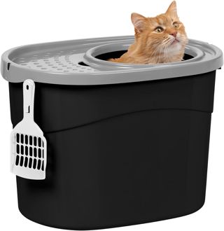 Iris Ohyama, Maison de Toilette pour Chat avec Pelle, Max. 7 kg, Beige, Ouverture en Haut, Bac a Litiere avec Couvercle, Amovible, pour Chaton, Grande Capacité, sans BPA, Nettoyage Facile, PUNT-530