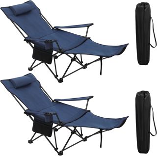 WOLTU Lot de 2 Chaises de Camping Pliantes avec Repose-Pied Amovible, Gris
