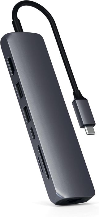 SATECHI Hub USB C 7 en 1 Slim Plus avec Ethernet, 100W, HDMI, Gris Sidéral