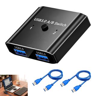 Switch USB 3.0, Commutateur USB KVM, Selecteur Bidirectionnel 1 En 2 Adaptateur 5Gbps, Commutateur Partage Clavier, Souris, Imprimante, Scanner pour 2 PC Ordinateur Portable Bureau Avec 2 Câbles (1M)