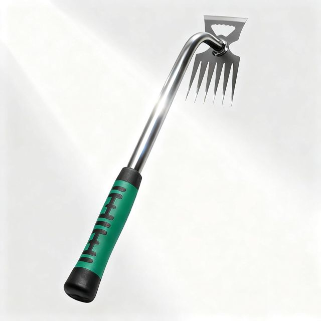 Rateau de Désherbage, 6 Dents Desherbeur Manuel, avec Tête de Pelle en Forme de Croissant Désherbeur Manuel, Lame de Scie en Acier Râteau de Désherbage, pour le Désherbage du Jardin, la Tonte