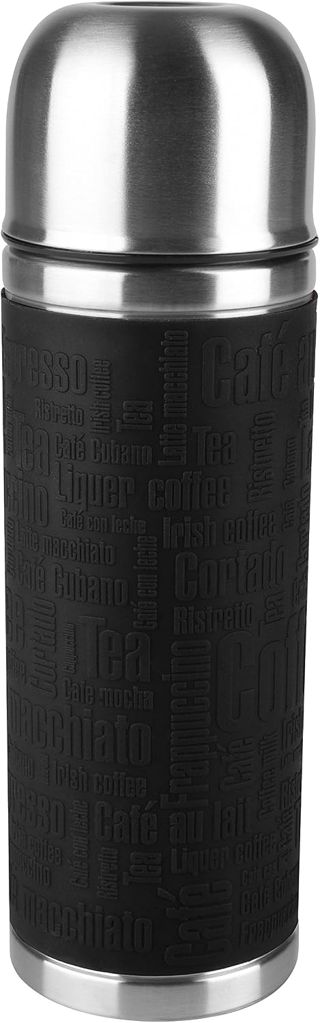 Emsa Bouteille Isotherme, À Emporter, 1 Litre, Fermeture Safe Loc, Revêtement Caoutchouc, Noir, Senator, 515714