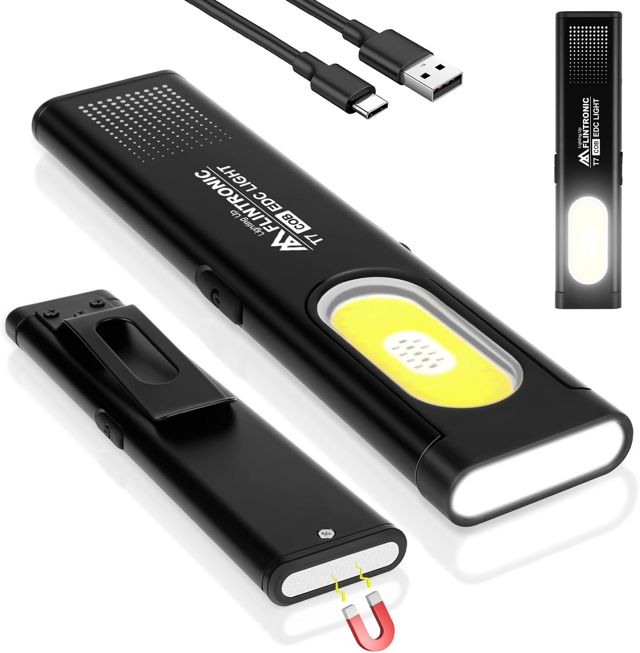 Flintronic Mini Lampe Torche, 450 Lumens Cob Lampe de Travail Rechargeable