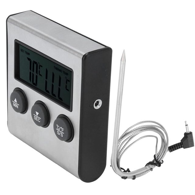 Thermomètre à Viande, Moniteur Précis de la Température des Aliments avec Minuterie D'alarme, pour la Cuisine à Domicile, les écoles et les Expériences Industrielles