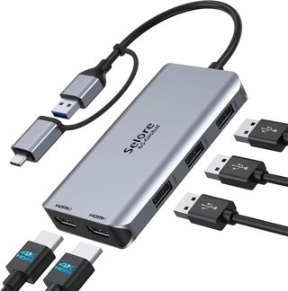 Station d'accueil USB 3.0 Dual HDMI USB C Hub Dual Monitor Station d'accueil avec HDMI 4K 60Hz pour Windows & macOS USB 3.0 vers Dual HDMI Adaptateur pour M1/M2 MacBook Pro/Air, Dell/HP/Surface Pro
