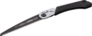 Scie d'élagage pliante Roughneck Gorilla Fast Cut avec lame de 180 mm, denture triple affûtée et revêtement PTFE, acier chromé, verrouillage de sécurité, œillet pour dragonne et étui