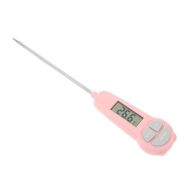 Lurrose Thermomètre Cuisine Digital Portable Rose Sonde en Acier Inoxydable pour Cuisson et Friture, Lecture Instantanée Précise des Aliments et Liquides